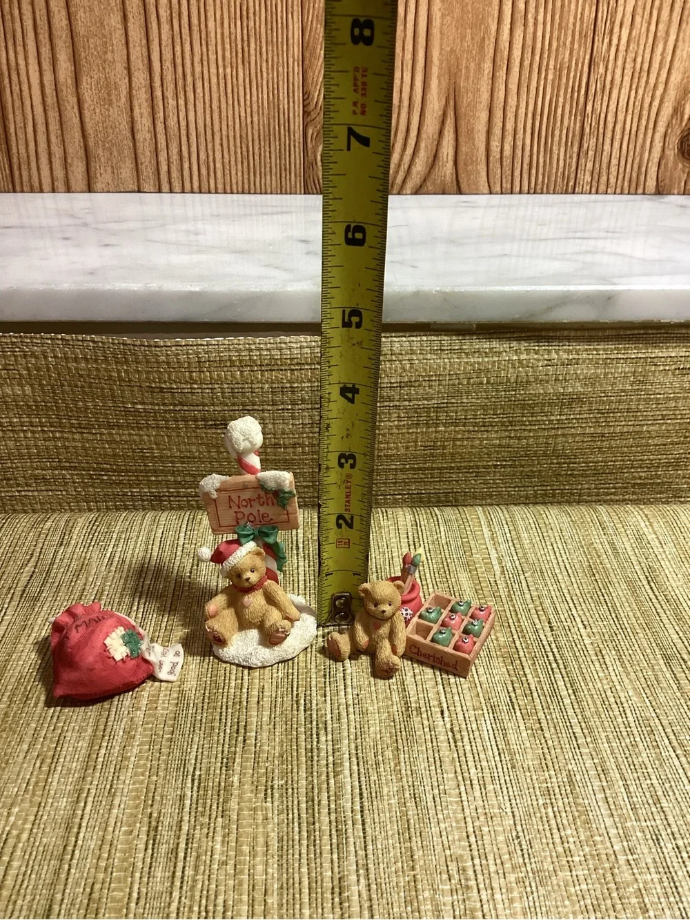 Heart of the Country Teddies Bear Ornament Set in Red and Tan -